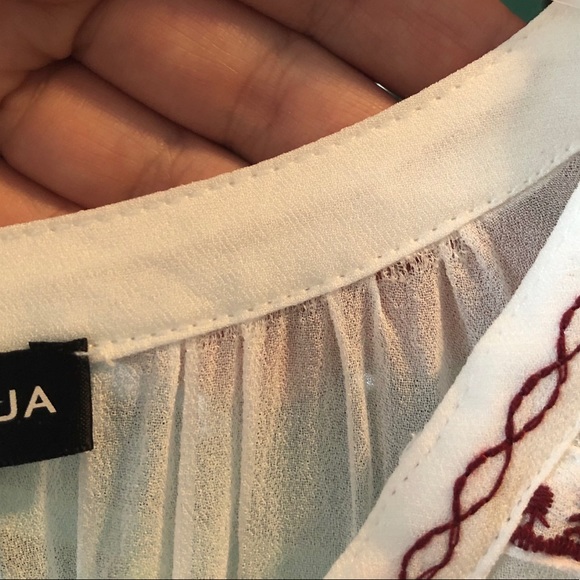 Aqua Boho Embroidered Flare Sleeve Peplum Top - Picture 7 of 12